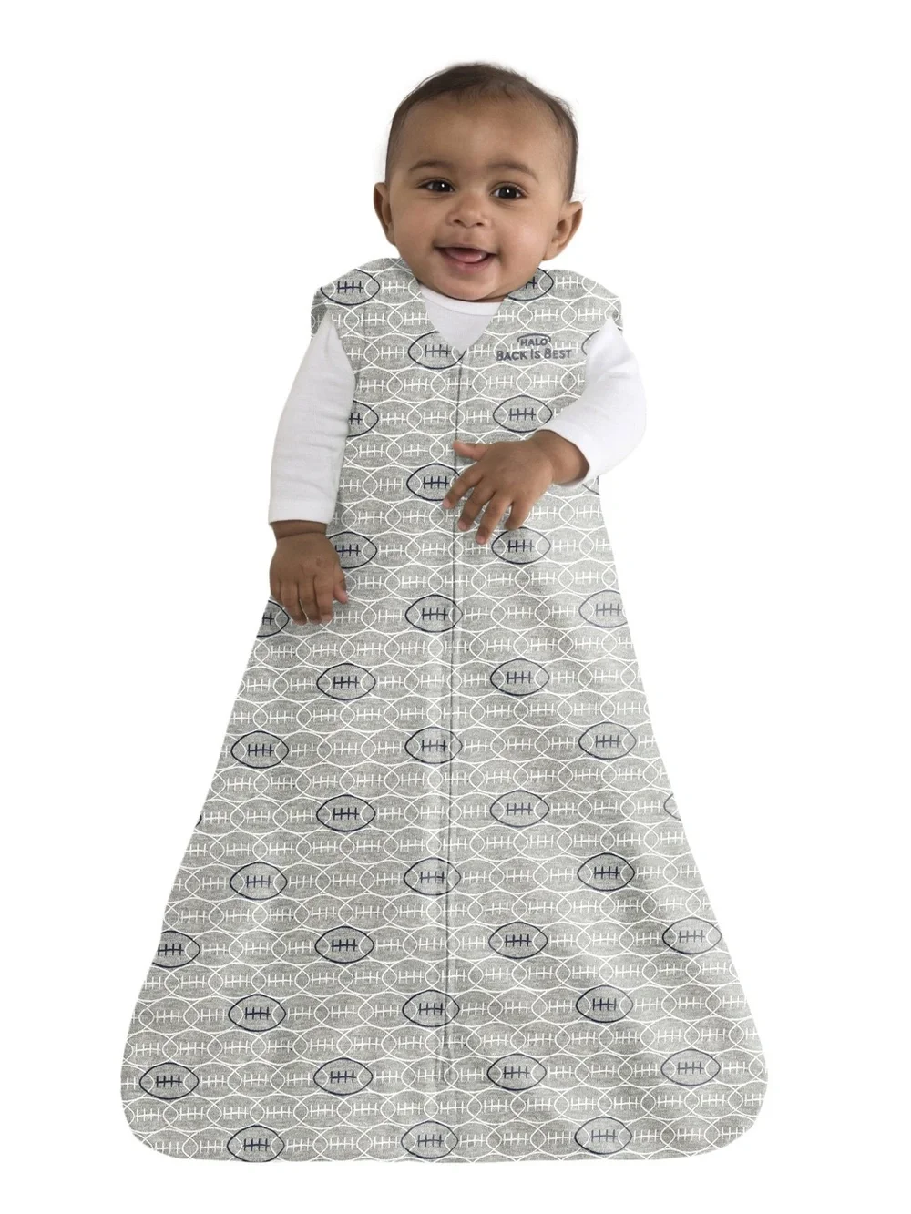 TWO Halo SleepSack Wearable Blanket Football Print Gray Size Small 0-6M 10-18lbs